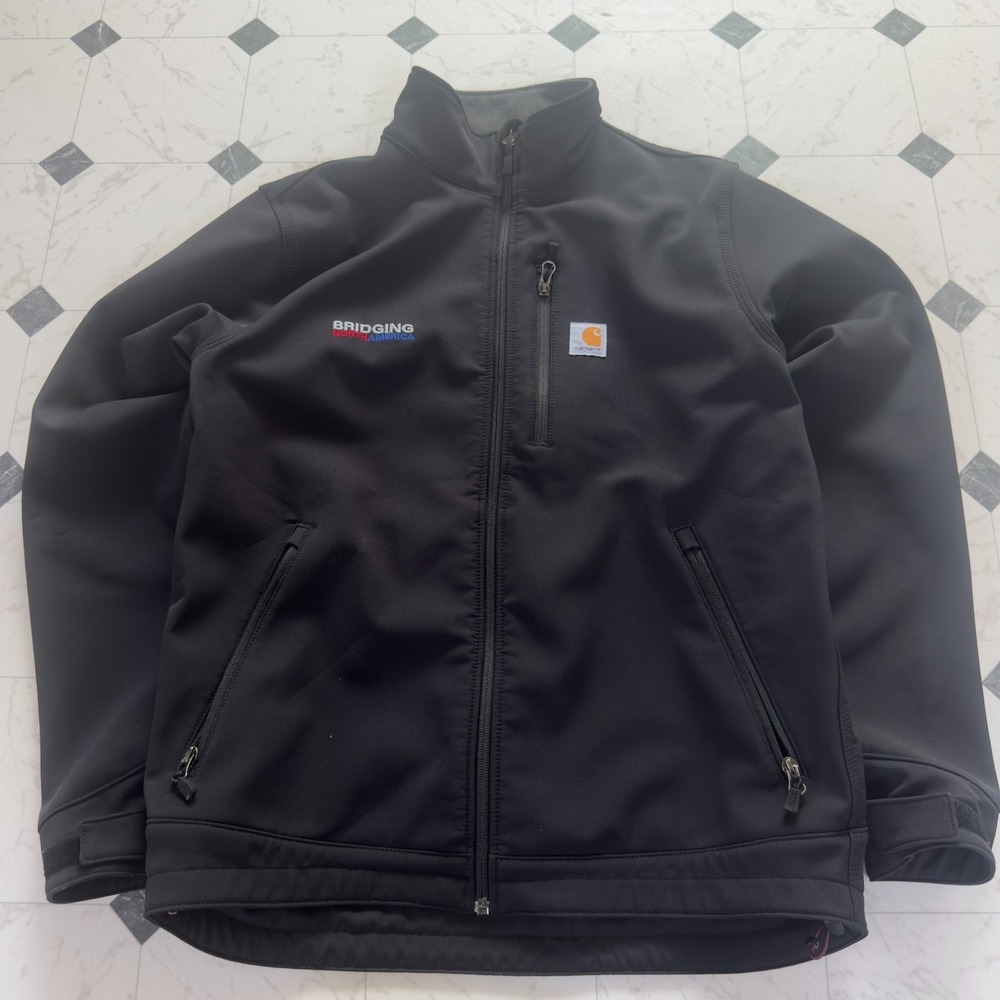 Carhartt Softshell Jacket Mens M Black Full‎ Zip Fleece Lined Crowley Work Coat